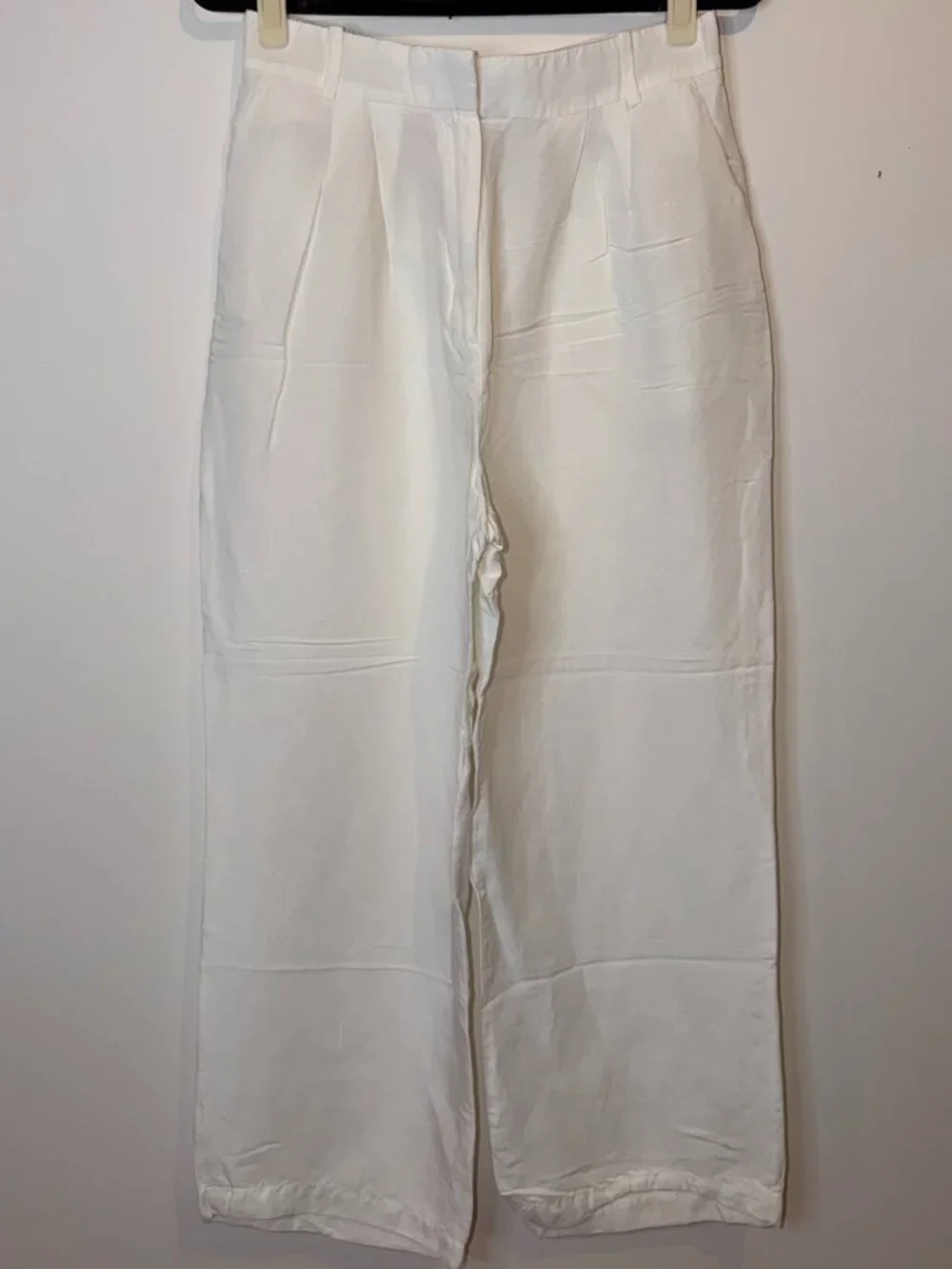 H&M White Linen Blend Wide Leg Pants Size 8